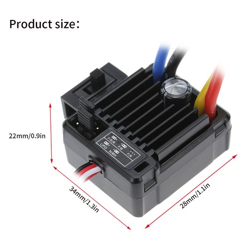 WP-1060-RTR Brushed 2S-3S 60A ESC Waterproof for Tamiya Traxxas 1/10 RC Car A3J5 - Picture 3 of 14