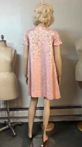 Sweet Vintage 1960s Pink Poly Rayon Bend Summer Floral Babydoll Dress B 36 - Picture 4 of 15