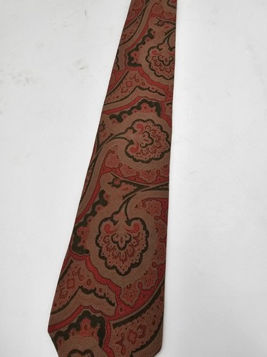 Corbata de Colección Resilio Paisley Seda Para Hombre Formal Tradicional Marrón Rojo - Imagen 4 de 6