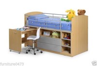 Maple / Aluminium Mid Sleeper 3ft Single Bed L196cm W99cm H121cm Theo Maple / Aluminium Mid Sleeper 3ft Single Bed L196cm W99cm H121cm Theo