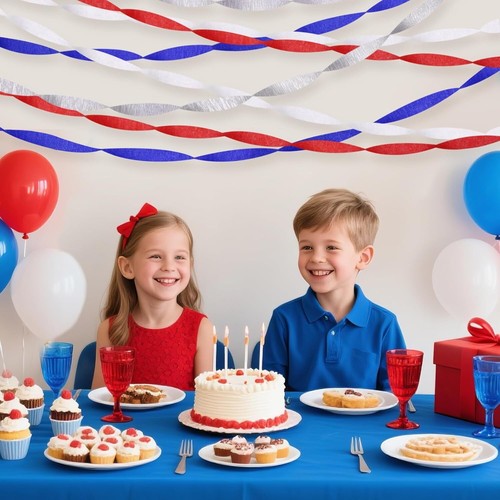 Red White and Blue Decorations, 8 Rolls Streamers Party Decorations Crepe Paper  - Picture 6 of 6