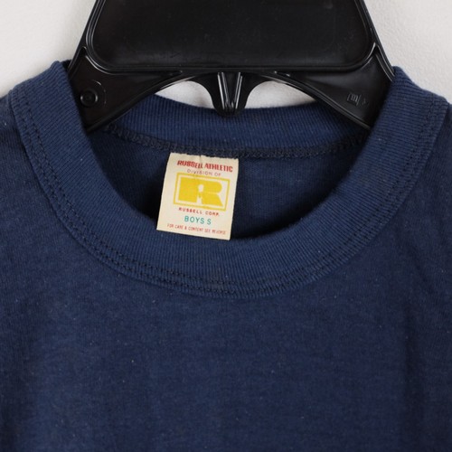 VINTAGE Russell Athletic Boys S Navy Blue 100% Cotton T-Shirts - Lot of 6 - Picture 5 of 7