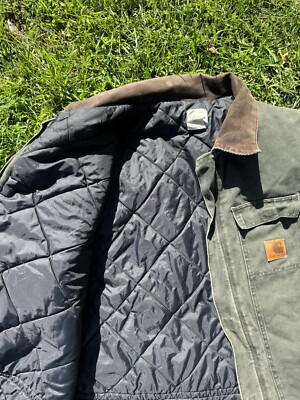 Men's Carhartt Arctic Green Quilted Lined Canvas Zip Up Work