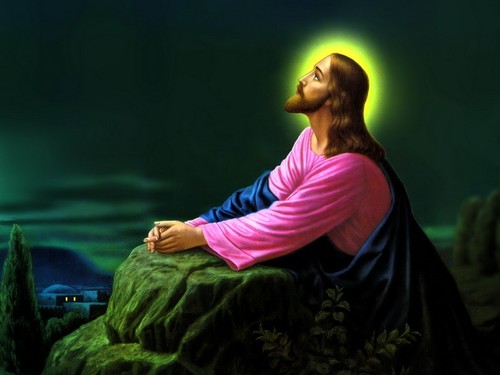 Jesus Christ Praying Inspirational Oil painting Picture Printed on canvas - Picture 1 of 2