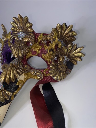 KATHERINE'S COLLECTION RETIRED Shiny Glitter MASQUERADE MASK MARDI GRAS - Picture 3 of 6