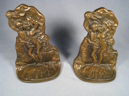 Vintage Temptress w/ Lover Bronz-Met 1927 Gifthouse NYC Buchstützen Gusseisen