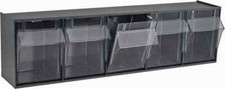 Quantum QTB305 Clear Tip-Out Bin, 5-Compartments, 23-5/8"W x 6-1/2"H x 5-1/4"D