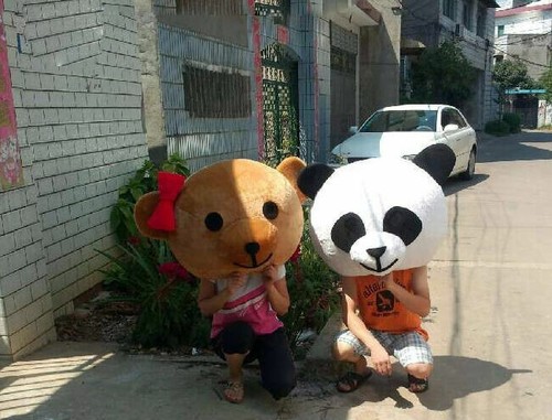 Halloween Valentinstag Kopf Panda und Teddybär Maskottchen Kostüm Erwachsene Party - Bild 3 von 10
