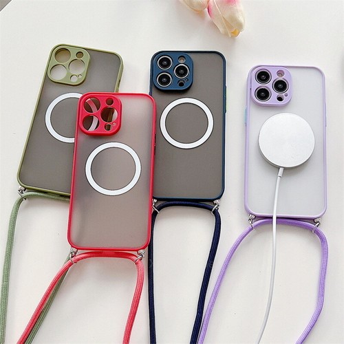 For iPhone 16 14 Pro Max 13 12 11 Lanyard Shockproof Magsafe Magnetic Case Cover - Picture 8 of 21