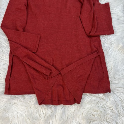 Eileen Fisher Women Merino Wool Size L Red Oversized Tunic Blouse High Low Hem - Bild 6 von 9
