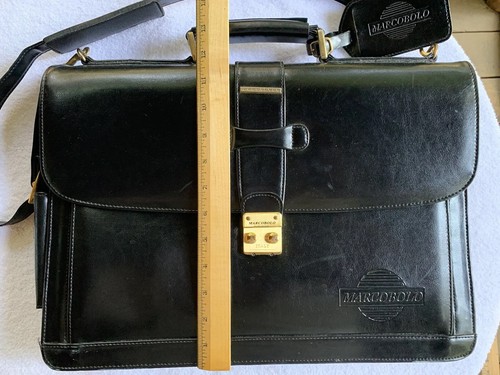 Marcobolo Italy Damen Laptoptasche Tasche Business Attaché Schwarz Kunstleder Messing - Bild 5 von 22