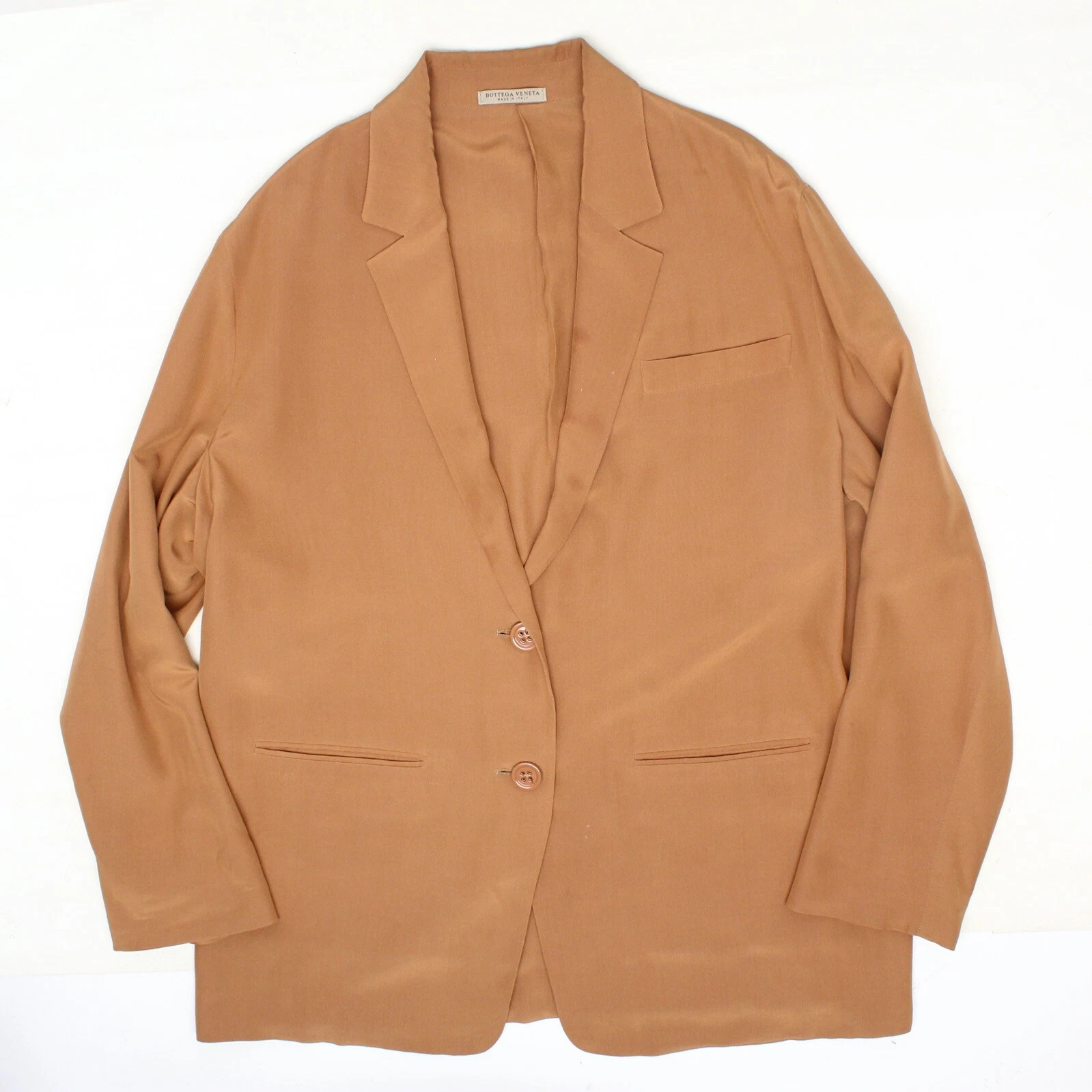 Blazer donna Bottega Veneta 46 tinta unita rame marrone seta giacca cappotto sportivo Italia