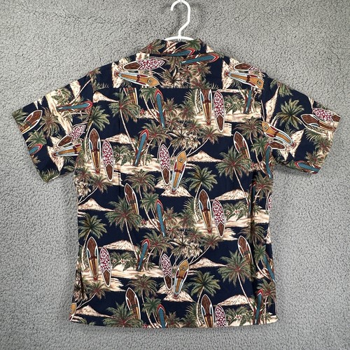 Rainbow Hawaii Inc Shirt Short Sleeve Black Island Button Up Size L Surfboards - Picture 6 of 6