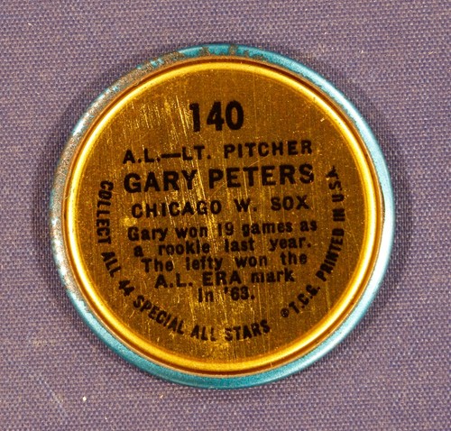 1964 Topps Coins #140 Gary Peters AS VGEX to EX - Bild 2 von 2