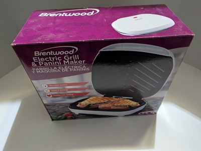  White Brentwood Electric Grill and Panini Maker Non -stick Surface 750 Watts