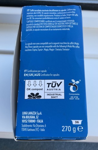 Lavazza A Modo Mio Dek Decaf Eco Caps, 100% Arabica 36 Kapseln 270g BESCHÄDIGTE BOX - Bild 3 von 7