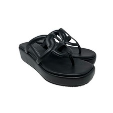 Hermes Gipsy Platform Wedge Sandals Womens 37 US 6.5 Black Nappa Leather NEW