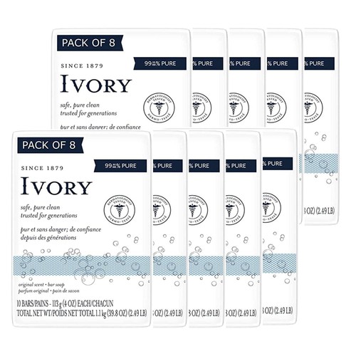 Bar Soap, Original Scent, 10 count, 4 oz (Pack of 8, total of 80 Bars)