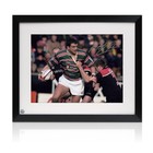Martin Johnson Signed Leicester Tigers Rugby Photo. Framed