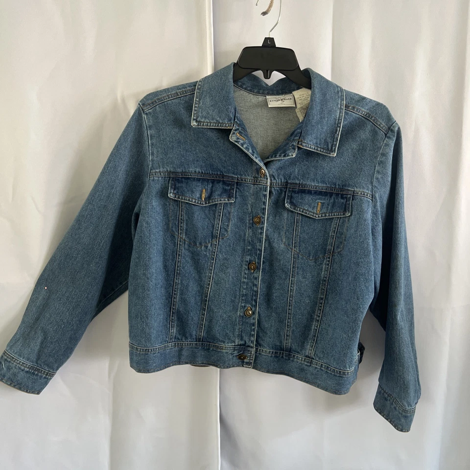 Chaqueta vaquera Studio Ease de colección para mujer 18W azul clásica occidental retro Foto 4 de 4