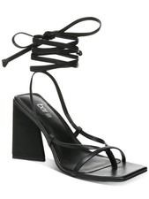BAR III Womens Black Strappy Alana Square Toe Flare Heeled Thong Sandals 9.5 M
