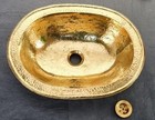 Moroccan hammered TARNISHED BRASS antique style shallow oval sink wash basin