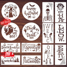 14 Pcs Halloween Stencils for Painting on Wood Porch Template Large Happy and