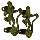 Krishna Dancing On Snake's Head Antique Vintage Style Handmade Brass Door Handle