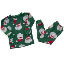 Carters Kids 18m Santa Christmas Pajamas Green Holiday 100 Cotton Sleep Set