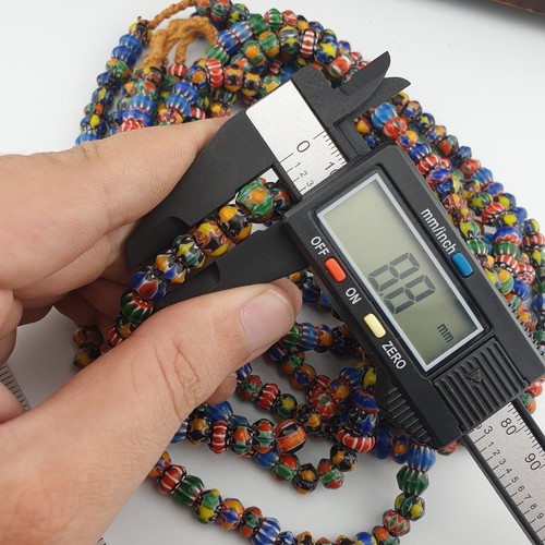 Vintage Venetian African Style Glass Chevron 8.5-9mm Beads Long Strand - Picture 5 of 11