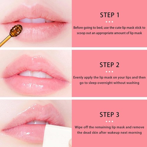 1 PCS Bee Lip Balm Mask Honey Pot, Mint Moisturizing Sleeping - Picture 5 of 7