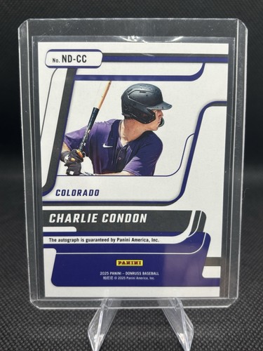 Charlie Condon 2025 Donruss Baseball Prospect Auto Colorado Rockies - Picture 2 of 2