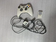 Microsoft Xbox 360 Wireless Controller Cable Battery AS IS UNTESTED PARTS White 