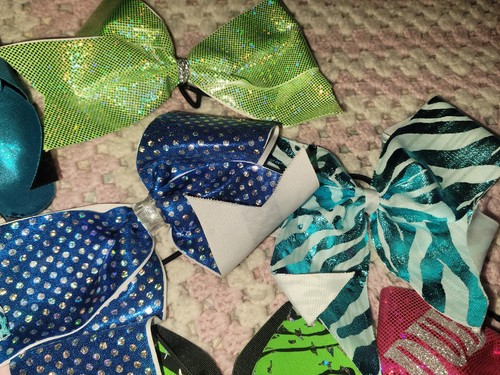 Lot of 14 Cheer Bows - Rhinestone,   Zebra, Cheetah, I Base, Etc - Picture 7 of 9