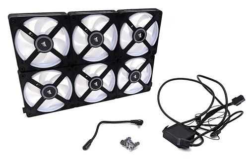 Set of 6 Corsair iCUE Link RX120 RGB 120mm PWM Fans with iCUE Link System Hub