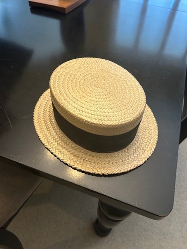 Vintage Whitehall Straw Boaters Skimmer hat excellent condition