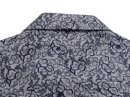 1863 By Eterna Men's Shirt Long Sleeve Modern Fit Blue White Floral 16.5 L-XL - Foto 6 di 10