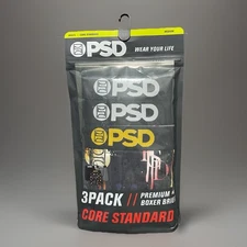 PSD Dark Metal Men’s Size Medium 3 Pack Core Standard Premium Boxer Briefs New