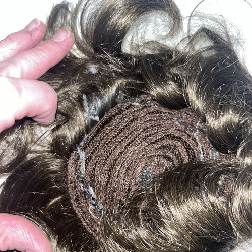 Parrucca bambola 16-17 marrone scuro corta dritta grande stile capelli ondulati 16” 17” cappuccio/parrucca - Foto 5 di 5