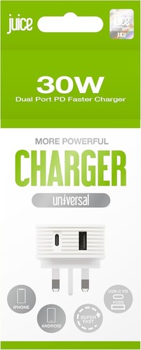 Juice 30W Dual Port Fast Charger Plug USB-A & USB-C Universal - 第 1/6 張圖片