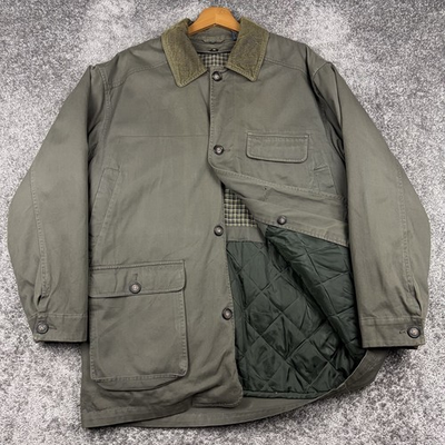 #ad VTG Van Heusen Chore Jacket Men#x27;s Medium Canvas Barn Coat Flannel Lined Quilted $40.49