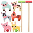 1 Set of Wooden Animals Croquet Set Kids Baseball Sports Games Educational Toy
