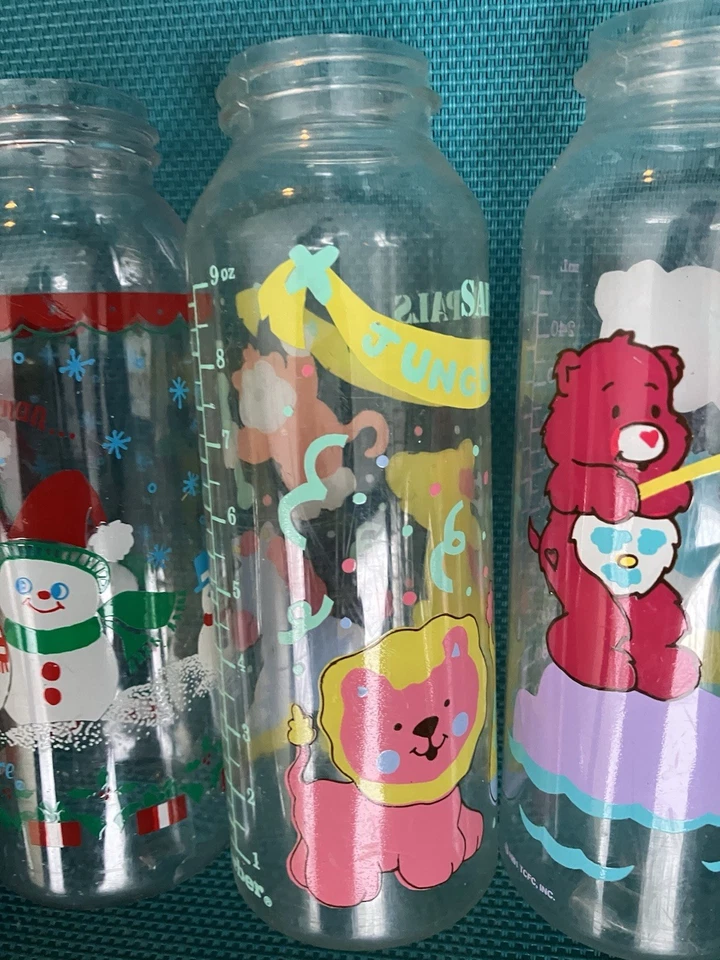 VTG Baby Bottles Lot Gerber Carebears Jungle Animals Bugs Bunny 7up Luv N Care - Image 3 of 4