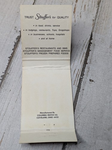 Copertina fiammiferi vintage Stouffer's ristoranti e locande servizio ristorazione alloggio - Foto 3 di 3