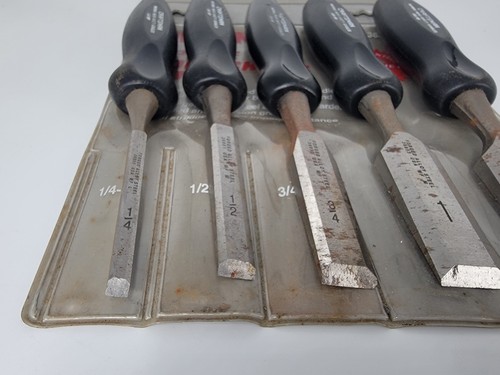 Craftsman Set 5 Pezzi di Scalpelli per Legno 1/4 - 1/2 -3/4 -1 -1-1/4" Made in USA - Foto 3 di 11