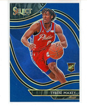 Tyrese Maxey 2020-21 Panini Select Courtside Retail Blue Prizm RC #280 76ers