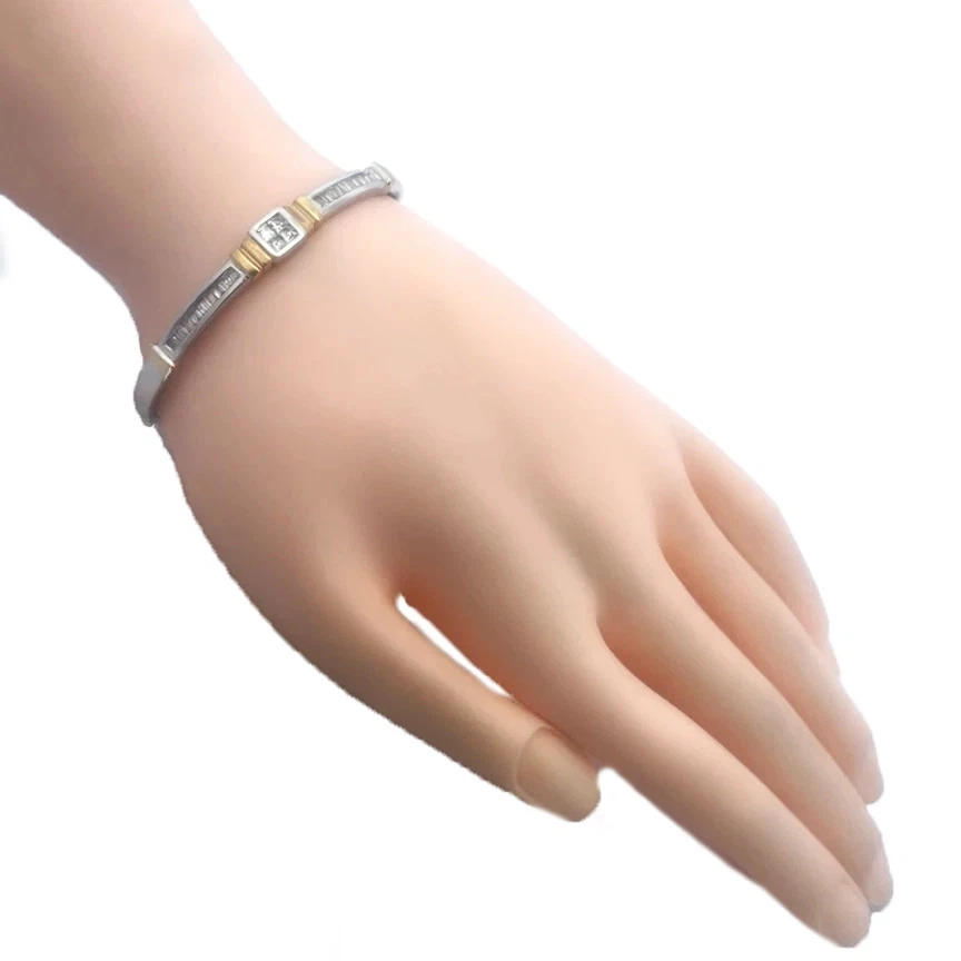 Brazalete Oro Diamante 7120 14k Dos Tonos Bisagras Estilo Forma Ovalada Foto 2 de 4