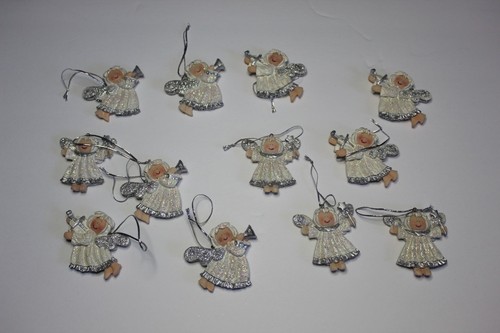 Angel Ornaments Set of 12 with 3 Styles Resin 2-3" White & Silver New - Picture 6 of 7