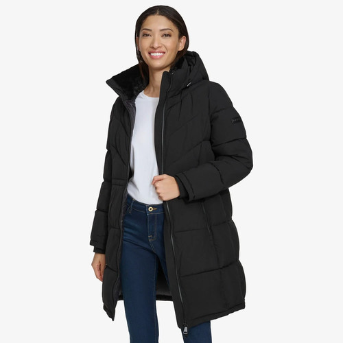 DKNY Damen Long Puffer Jacke Damen Gr. XS-XXL Wasserdicht Schwarz Neu - Bild 2 von 7