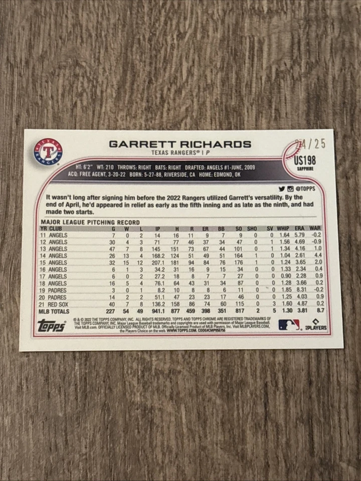 2022 Topps Chrome Sapphire Orange Ice 4 Card Lot Thames Richards Tapia /25 SP - Image 4 of 4